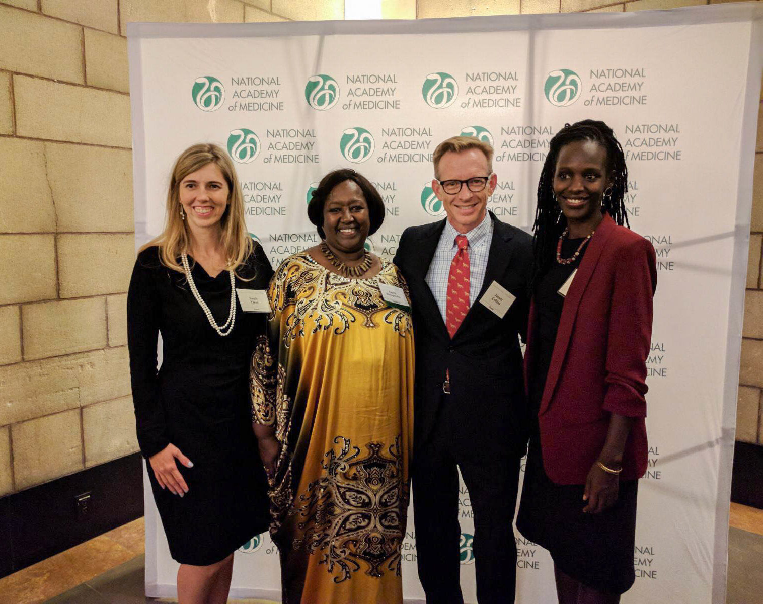 Photo of Sarah Trent, Dr. Agnes Binagwaho, Jarrett Collins and Injonge Karangwa at the NAM induction